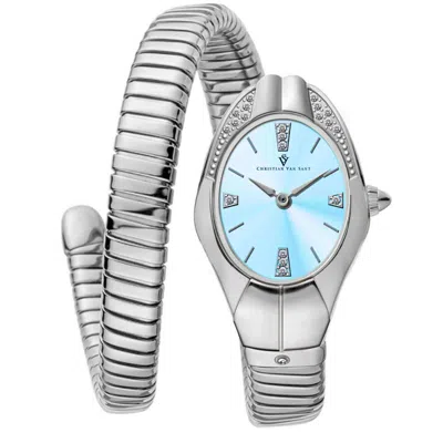 Christian Van Sant Women's Naga Blue Dial Watch In Silver