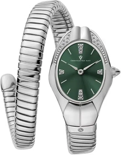 Pre-owned Christian Van Sant Women's Naga Green Dial Watch - Cv0885