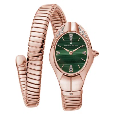 Christian Van Sant Women's Naga Malachite Dial Watch In Pink