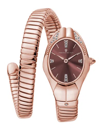 Christian Van Sant Naga Crystal-embellished 22mm Watch In Pink