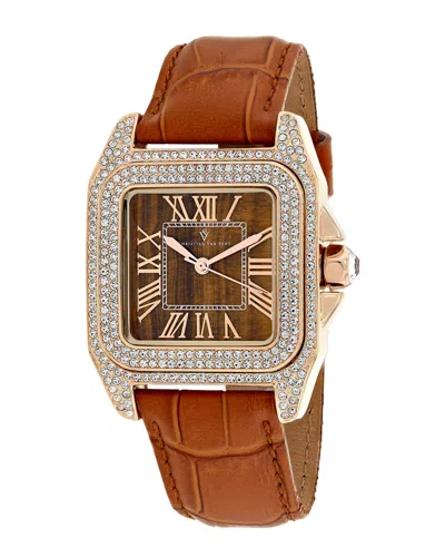Christian Van Sant Women's Yellow And Brown Dial Watch