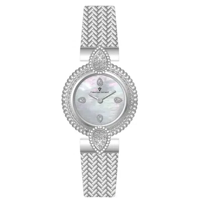 Christian Van Sant Women's White Round 23mm In Silver