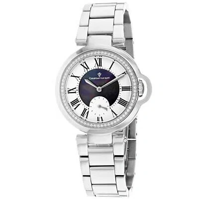 Pre-owned Christian Van Sant Womens Cybele Black Mother Of Pearl Dial Watch - Cv0236