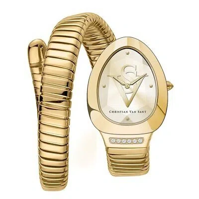 Pre-owned Christian Van Sant Womens Naga Gold Dial Watch - Cv0874