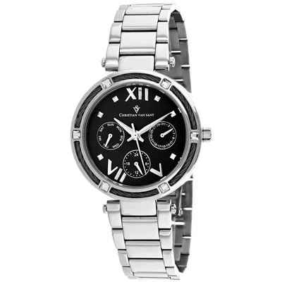 Pre-owned Christian Van Sant Womens Sienna Black Dial Watch - Cv1820