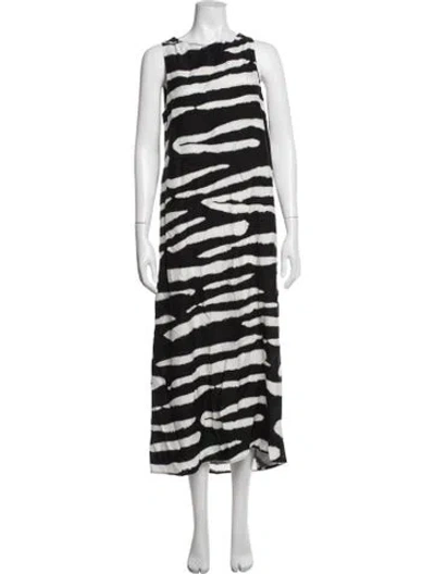 Pre-owned Christian Wijnants Animal Print Long Dress In Black