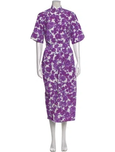 Pre-owned Christian Wijnants Animal Print Midi Length Dress In Purple