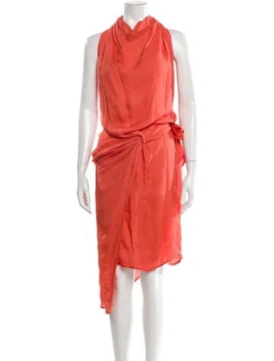 Pre-owned Christian Wijnants Cowl Neck Long Dress In Orange