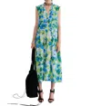 Christian Wijnants Delele Dress In Lime Blue Marigolds In Multi