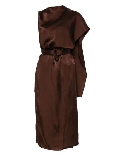 Christian Wijnants Dera Midi Dress In Brown