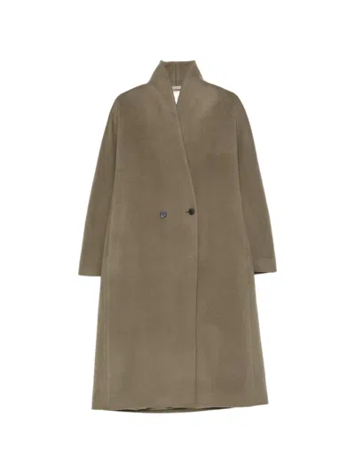 Christian Wijnants Double-breasted High-neck Coat In Brown