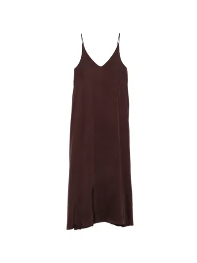 Christian Wijnants Dova V-neck Spaghetti-strap Midi Dress In Brown