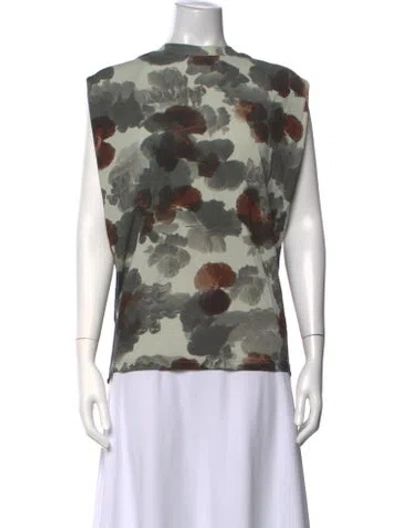 Pre-owned Christian Wijnants Floral Print Crew Neck Top In Multicolor