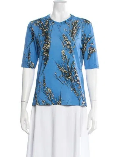 Pre-owned Christian Wijnants Floral Print Crew Neck T-shirt In Blue