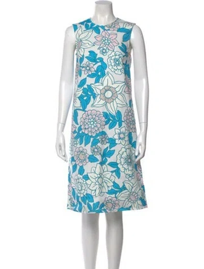 Pre-owned Christian Wijnants Floral Print Knee-length Dress In Blue