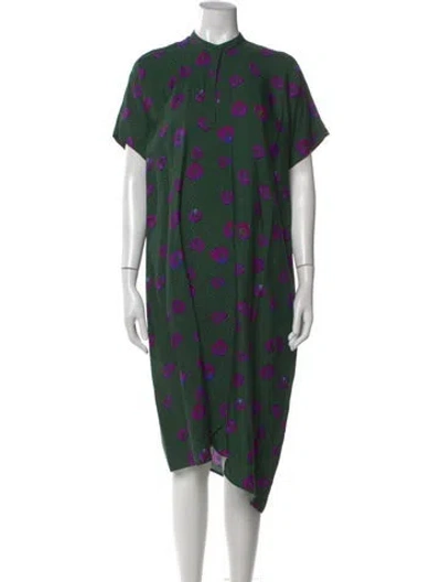 Pre-owned Christian Wijnants Floral Print Knee-length Dress In Green