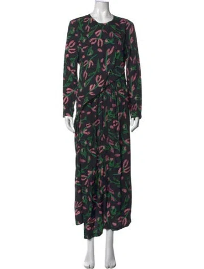 Pre-owned Christian Wijnants Floral Print Long Dress In Black