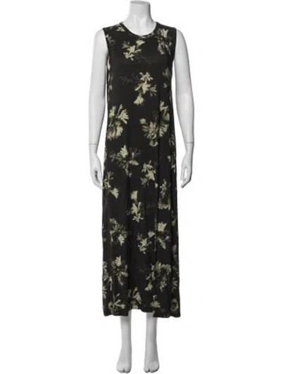Pre-owned Christian Wijnants Floral Print Long Dress In Black