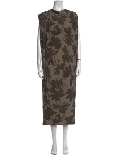 Pre-owned Christian Wijnants Floral Print Long Dress In Brown