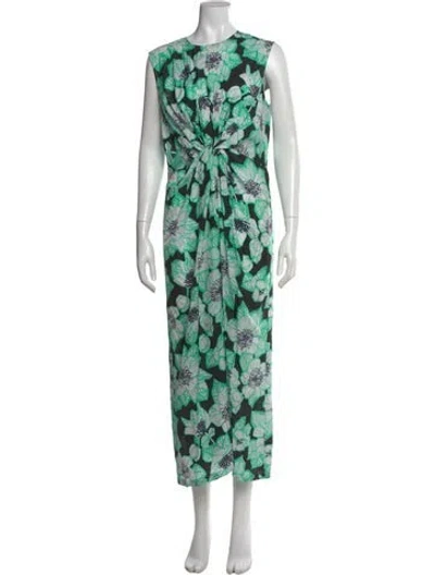 Pre-owned Christian Wijnants Floral Print Long Dress In Green