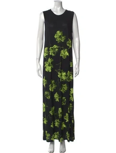 Pre-owned Christian Wijnants Floral Print Long Dress In Green