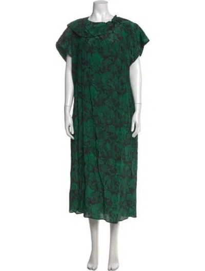 Pre-owned Christian Wijnants Floral Print Long Dress In Green