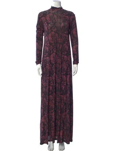 Pre-owned Christian Wijnants Floral Print Long Dress In Purple