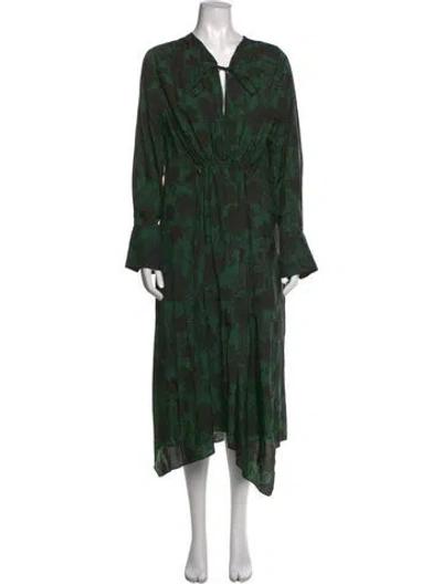 Pre-owned Christian Wijnants Floral Print Midi Length Dress In Green