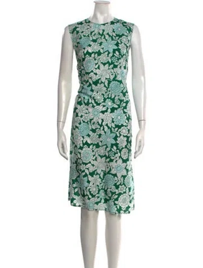 Pre-owned Christian Wijnants Floral Print Midi Length Dress In Green