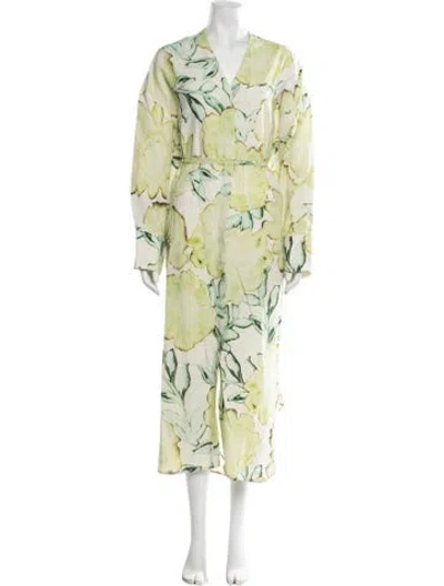 Pre-owned Christian Wijnants Floral Print Midi Length Dress In Green