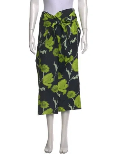 Pre-owned Christian Wijnants Floral Print Midi Length Skirt In Green