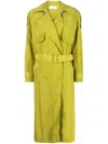 Christian Wijnants Jushu Belted Midi Trench Coat In Green