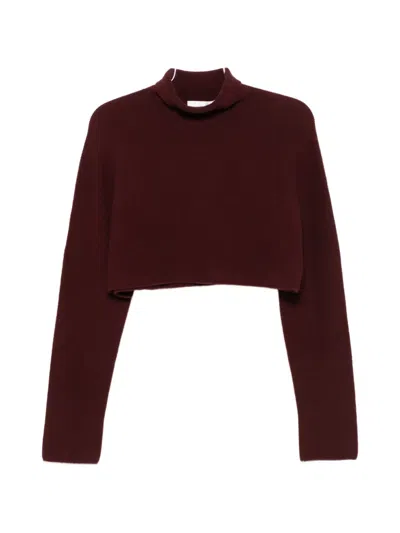 Christian Wijnants Kavin Mock-neck Cropped Sweater In Burgundy