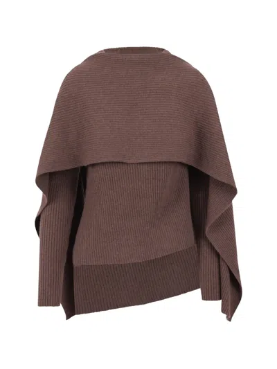 Christian Wijnants Kovira Layered Ribbed Sweater In Brown