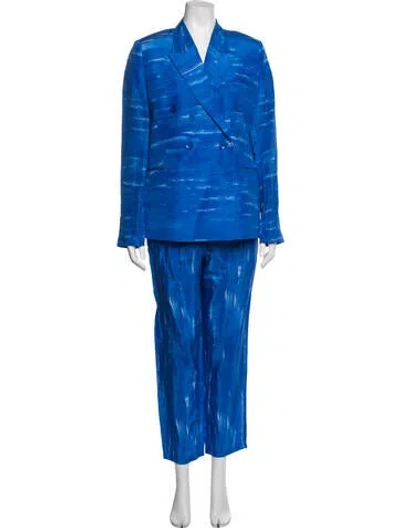 Pre-owned Christian Wijnants Linen Printed Pantsuit In Blue