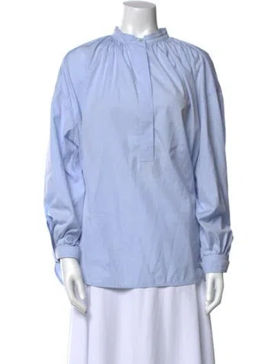 Pre-owned Christian Wijnants Mock Neck Long Sleeve Blouse In Blue