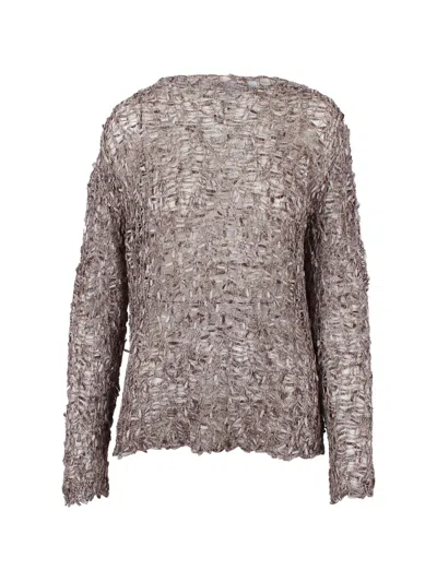 Christian Wijnants Open-knit Long-sleeve Sweater In Gray