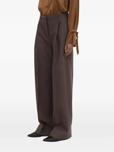 Christian Wijnants Pamira Tweed Trousers In Brown