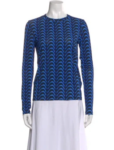 Pre-owned Christian Wijnants Patterned Crew Neck Top In Blue