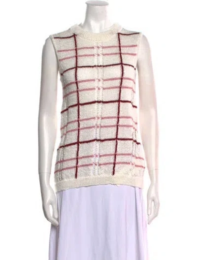 Pre-owned Christian Wijnants Plaid Print Crew Neck Top In Neutral