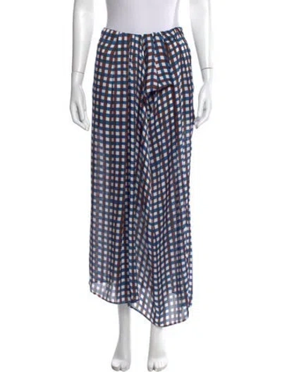 Pre-owned Christian Wijnants Plaid Print Long Skirt In Blue