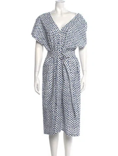 Pre-owned Christian Wijnants Polka Dot Print Midi Length Dress In Blue