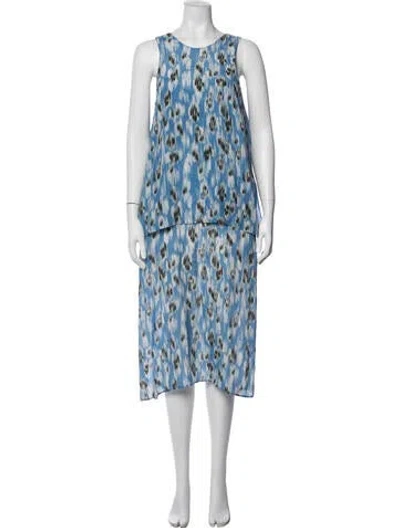 Pre-owned Christian Wijnants Printed Midi Length Dress In Blue