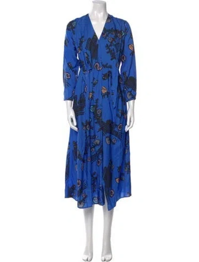 Pre-owned Christian Wijnants Printed Midi Length Dress W/ Tags In Blue
