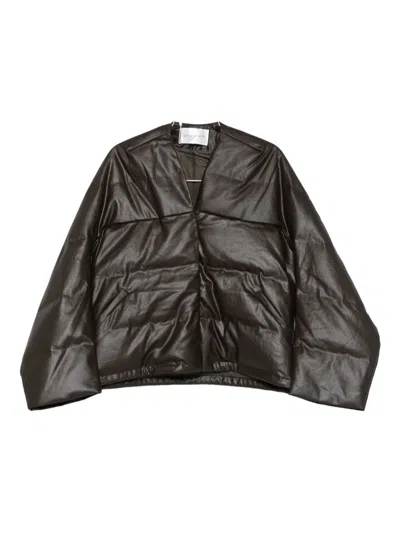 Christian Wijnants Quilted V-neck Jacket In Brown