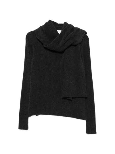 Christian Wijnants Ribbed-knit Scarf-detail Sweater In Black