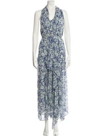 Pre-owned Christian Wijnants Silk Long Dress In Blue