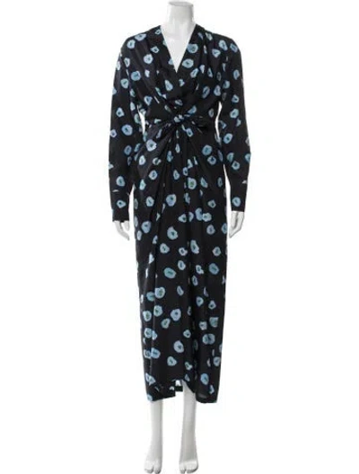 Pre-owned Christian Wijnants Silk Long Dress In Blue