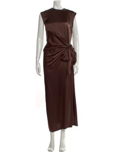 Pre-owned Christian Wijnants Silk Long Dress In Brown