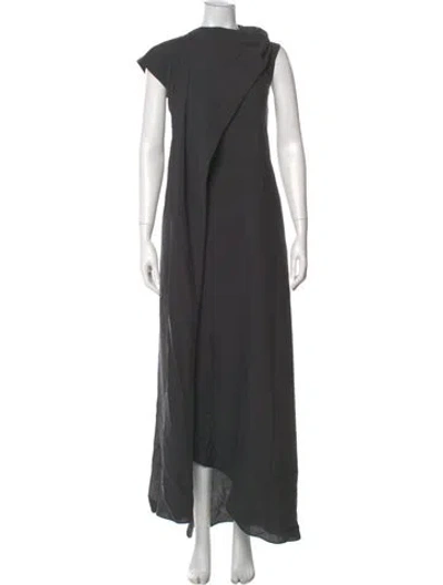 Pre-owned Christian Wijnants Silk Long Dress In Gray